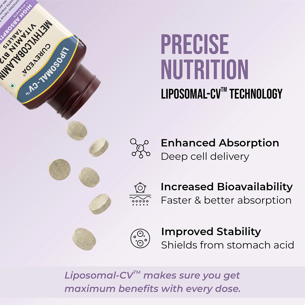 Cureveda Liposomal Methylcobalamin (Vitamin B12) 1500 mcg with Aloe Vera - Image 5
