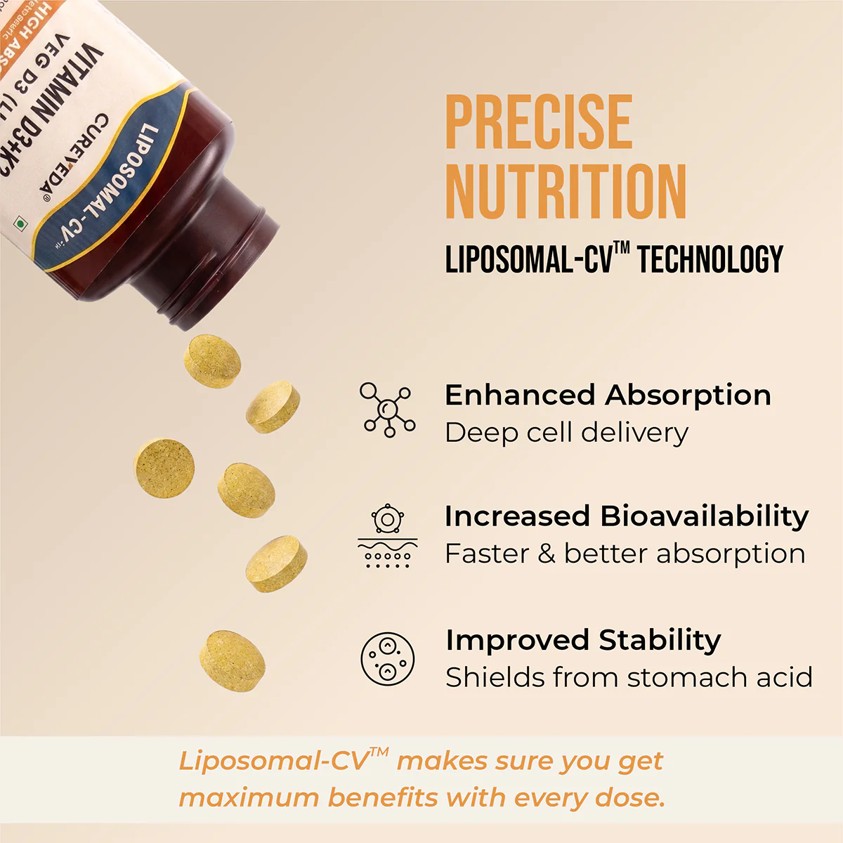 Cureveda Liposomal Vitamin D3 600 IU + Vitamin K2-7 & Turmeric - Image 5