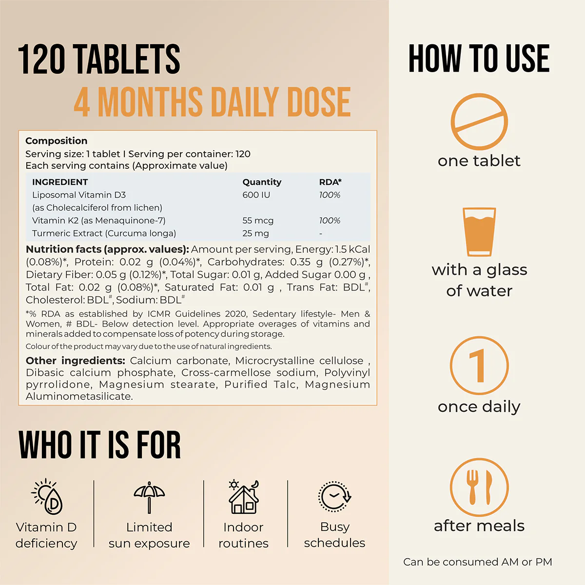 Cureveda Liposomal Vitamin D3 600 IU + Vitamin K2-7 & Turmeric - Image 8